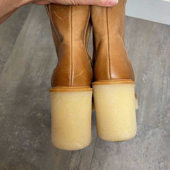 FREE PEOPLE James Leather Chelsea Boot w chunky heel in Almond Size 6.5 - Picture 7 of 8